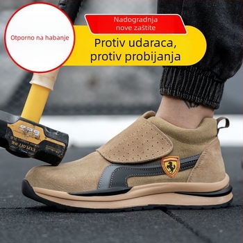 Muške radne cipele od prave kože, za sve sezone, s čeličnim prstom, zaštita od udara i probijanja, otporne, prozračne, lagane, za zavarivanje
