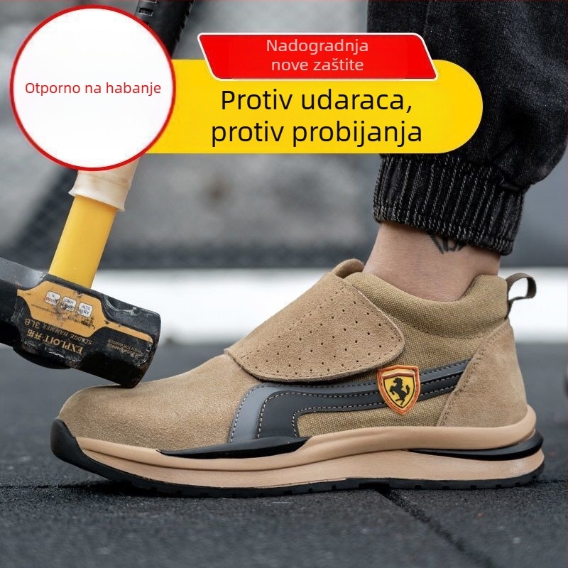 Muške radne cipele od prave kože, za sve sezone, s čeličnim prstom, zaštita od udara i probijanja, otporne, prozračne, lagane, za zavarivanje