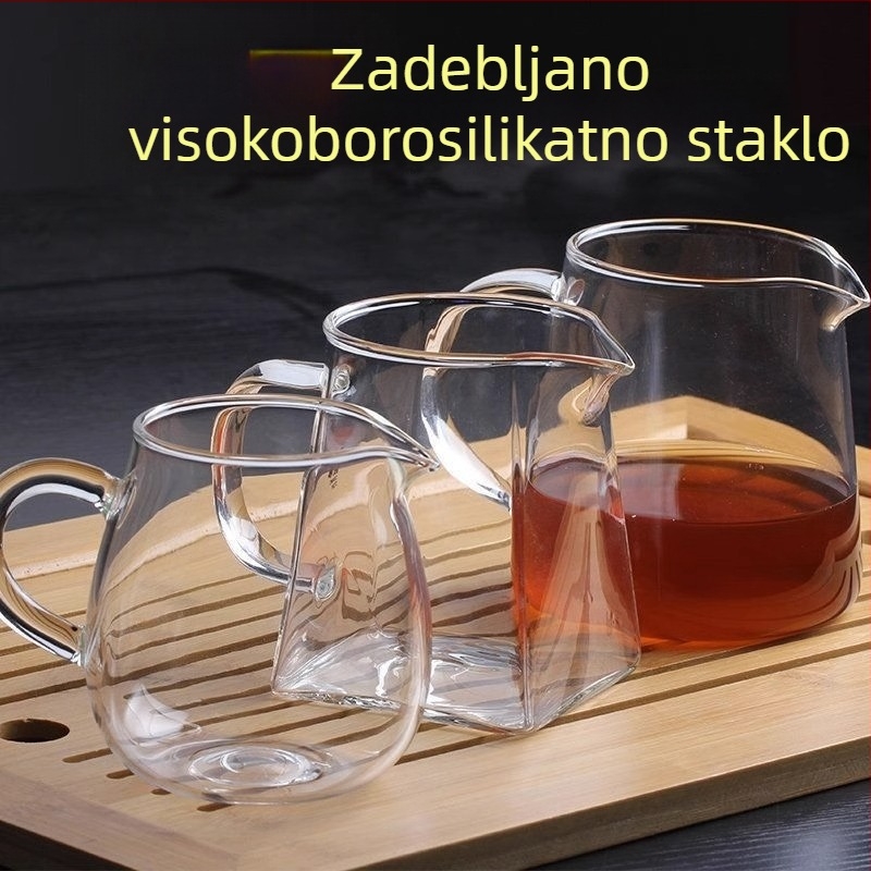 Debeli borosilikatno staklena čajna šalica s filtrom, prozirni dodatak čajnog seta