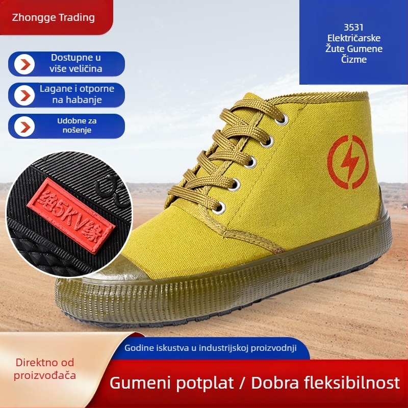 Izolirane električarske cipele 5 kV, visoki gornji dio, žute gumene cipele