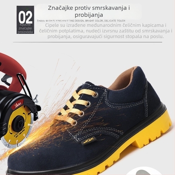 Kožne zaštitne cipele s zaštitom od udara i probijanja, prozračne, otporne na habanje, protuklizne, otporne na ulja i kiseline te lužine