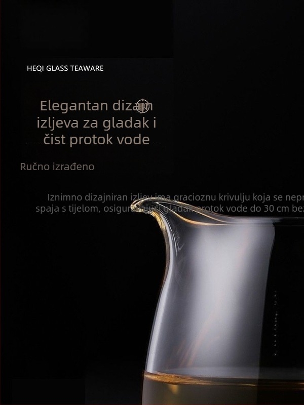 Chengran Set čaja od visokog borosilikatnog stakla: tanjur za čaj sa delitelom i fair cupom, otporan na toplinu, debele stijene