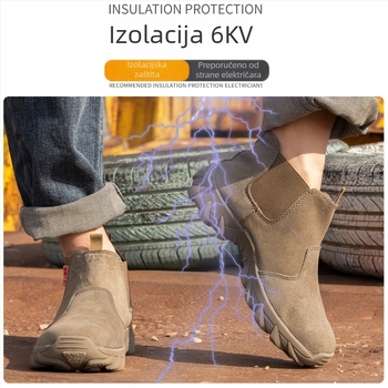 Muške izolirane radne cipele, bez vezica, čelična zaštita prsta, protiv probijanja i udara, lagane, izdržljive, prozračne, od velura, srednje visine