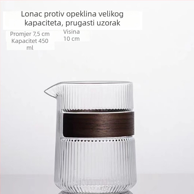 Šalica od toplinski otpornog borosilikatnog stakla za čajnu ceremoniju, japanski stil, drška s udarenom teksturom