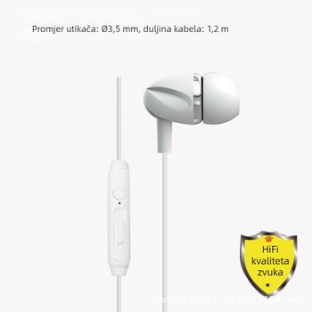 LC žične slušalice 3,5 mm, polu-in-ear dizajn, s ugrađenim mikrofonom i redukcijom buke, za Android tablete