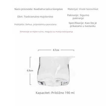 Staklena čaša od visokog borosilikatnog stakla otporna na toplinu, četverokutni čajni razdelnik, kućni set čaja s jednom šalicom