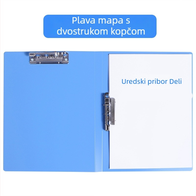 Deli 5302 A4 mapa za dokumente s dvostrukim klipsom, PP plast, za učenike, u školu i kuću