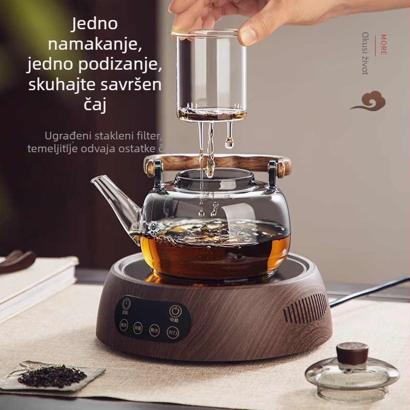 Nordic Romance staklena čajnik s držalom, otporan na visoke temperature, pogodan za otvoreni plamen i električni keramički štednjak