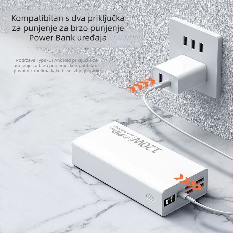 3C certificirani power bank s 120W brzim punjenjem, kapacitet 80000mAh, prijenosni