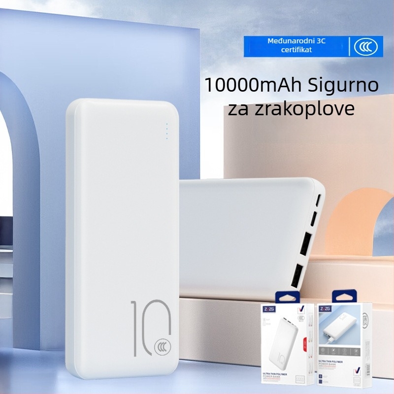 ZUZG3c certificirana vanjska baterija 10000mAh, više izlaza, 10W sporo punjenje, tanko i lagano