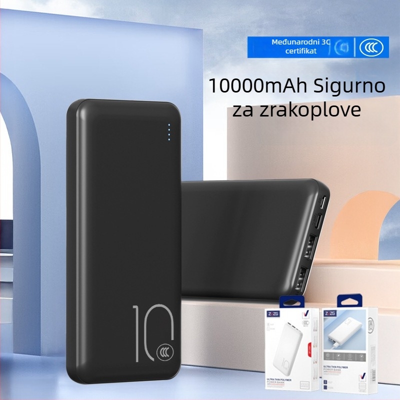 ZUZG3c certificirana vanjska baterija 10000mAh, više izlaza, 10W sporo punjenje, tanko i lagano