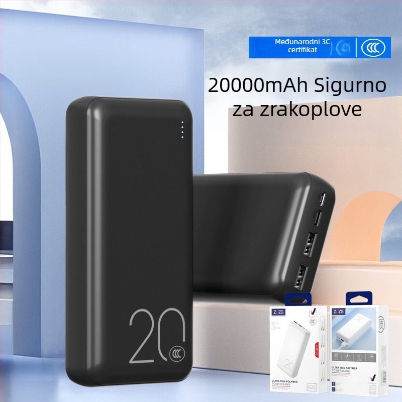 ZUZG3c certificirana vanjska baterija 10000mAh, više izlaza, 10W sporo punjenje, tanko i lagano