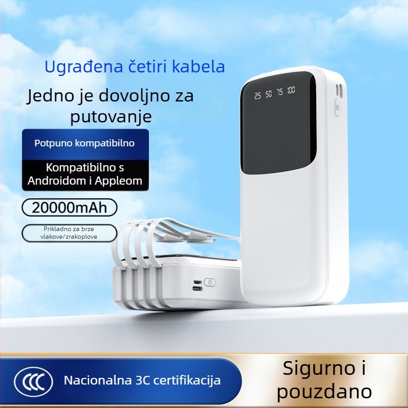 ZUZG3c certificirana vanjska baterija 10000mAh, više izlaza, 10W sporo punjenje, tanko i lagano