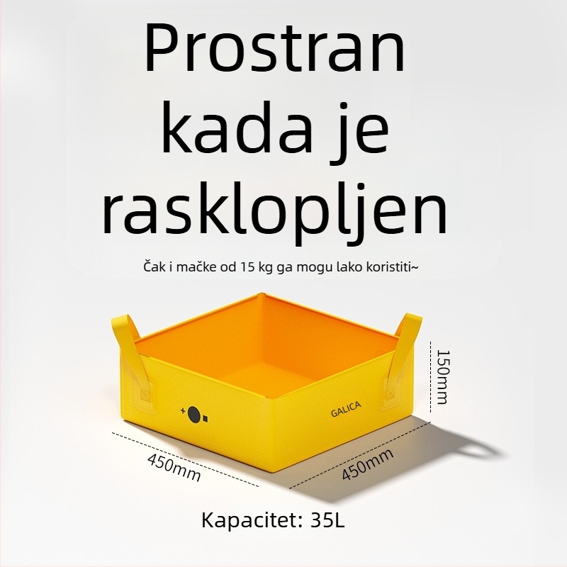 Sklopiva poluzatvorena kutija za mačji izmet – prijenosna