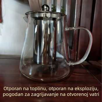 Stakleni čajnik s filtrom od nehrđajućeg čelika, otporan na visoke temperature, čaj od cvjetova, za kuću i ured