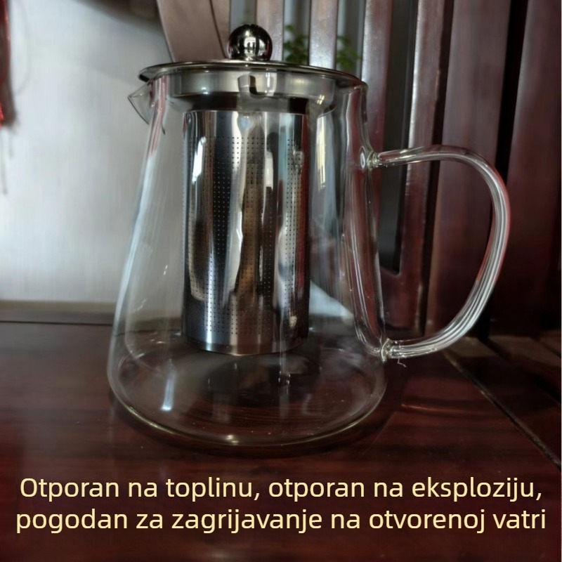 Stakleni čajnik s filtrom od nehrđajućeg čelika, otporan na visoke temperature, čaj od cvjetova, za kuću i ured