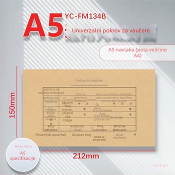 Poklopac za računske potvrde A5, Kraft papir 120 g, kompatibilan s veličinama A4 i pola A5, pakiranje 25 setova