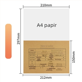 Poklopac za računske potvrde A5, Kraft papir 120 g, kompatibilan s veličinama A4 i pola A5, pakiranje 25 setova