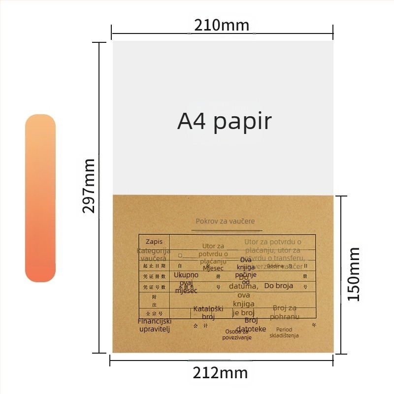 Poklopac za računske potvrde A5, Kraft papir 120 g, kompatibilan s veličinama A4 i pola A5, pakiranje 25 setova