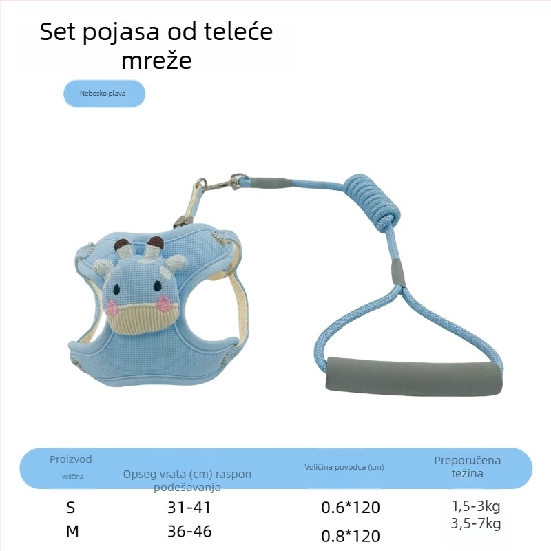 Novi prsni pojas protiv bjega za male pse – Bichon Frisé, Pomeranian i Teddy, s 3D karikaturalnim dizajnom i vodilicom