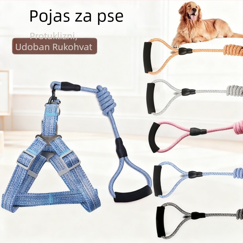 Povodac za psa u stilu vesta, s lanenim okruglim užetom, podesiv za šetnje