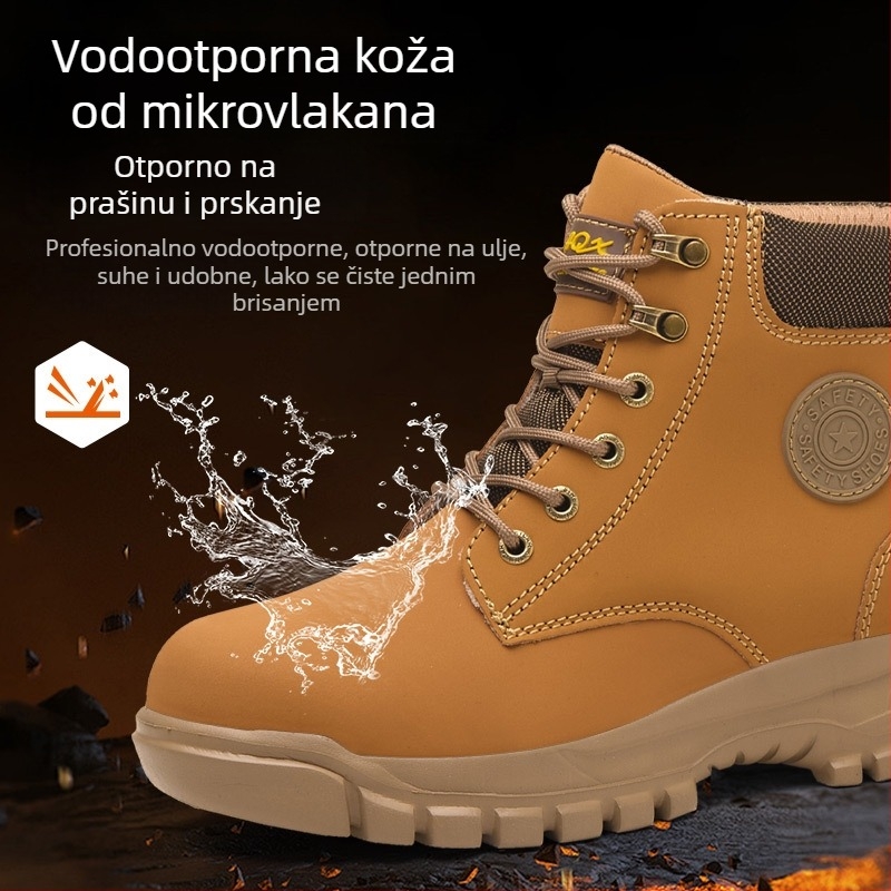 Muške visokokorijske sigurnosne cipele, lagane, s čeličnim prstom, zaštita od udara i probijanja, protuklizne