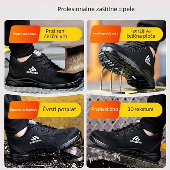 Muške ljetne sigurnosne cipele za rad, prozračne, otporne na miris, ultra lagane, mekana podloga, čelična kapica i čelična pločica, zaštita od udara i probijanja, za gradilište