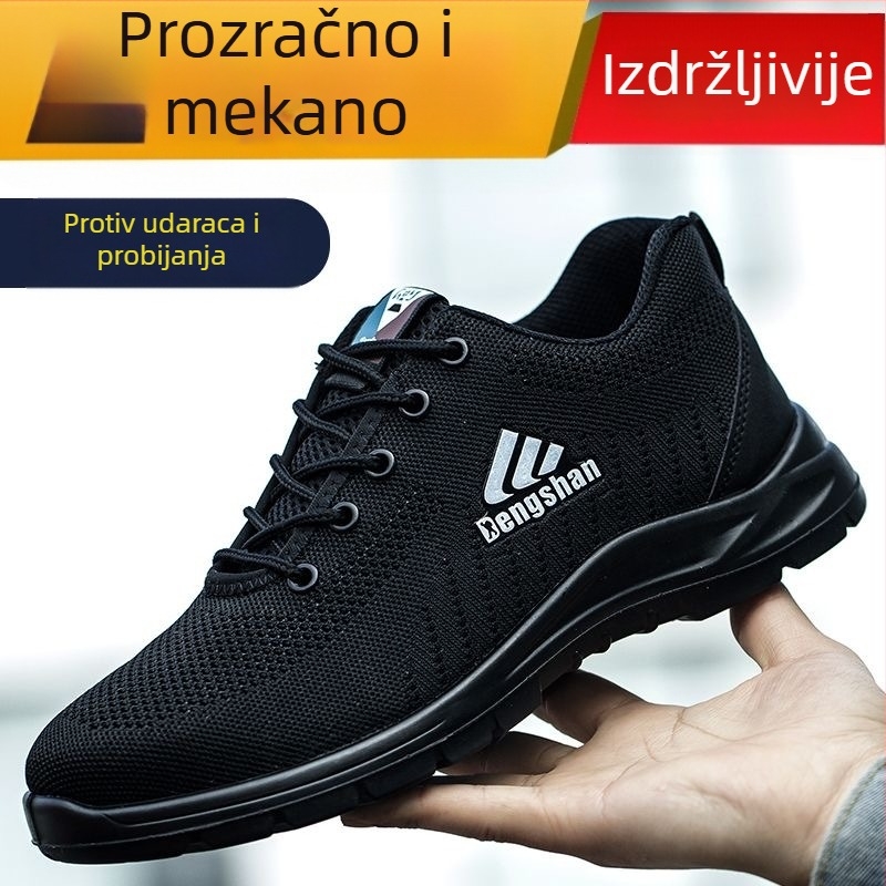Muške ljetne sigurnosne cipele za rad, prozračne, otporne na miris, ultra lagane, mekana podloga, čelična kapica i čelična pločica, zaštita od udara i probijanja, za gradilište