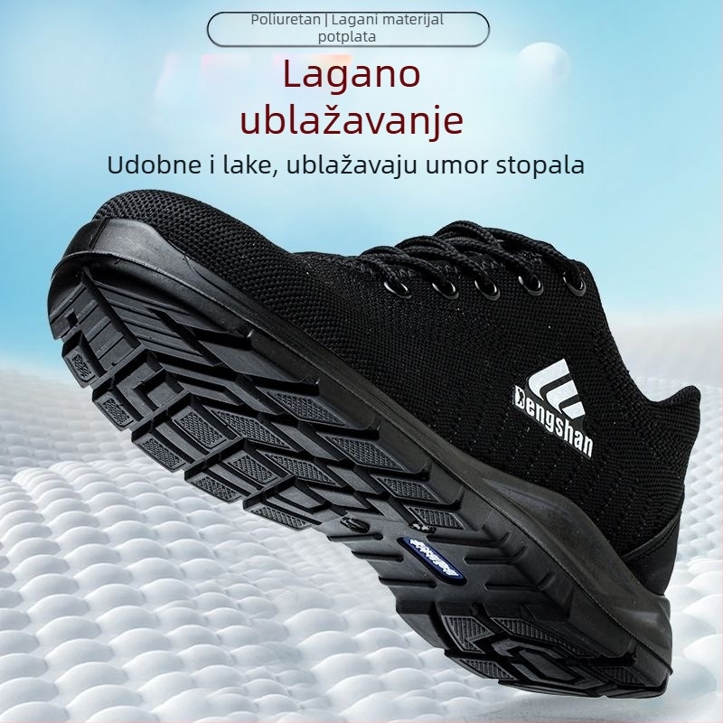 Muške ljetne sigurnosne cipele za rad, prozračne, otporne na miris, ultra lagane, mekana podloga, čelična kapica i čelična pločica, zaštita od udara i probijanja, za gradilište