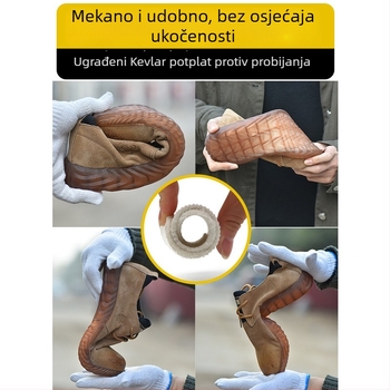 Muške sigurnosne cipele s Kevlarom, otporne na udarce i probijanje, prozračne i lagane, protivklizne, otporne na habanje, nubuk koža