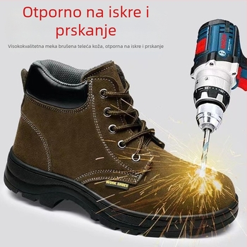 Muške visoke sigurnosne cipele za zavarivanje, ljeto, otporne na toplinu, s čeličnim vrhom i čeličnom pločom, zaštita od udara i probijanja, radna obuća za gradilište