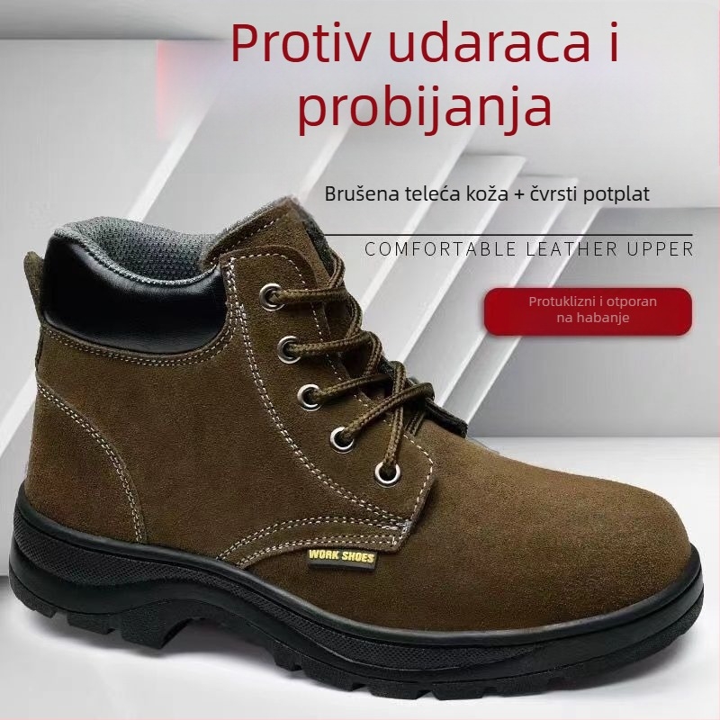 Muške visoke sigurnosne cipele za zavarivanje, ljeto, otporne na toplinu, s čeličnim vrhom i čeličnom pločom, zaštita od udara i probijanja, radna obuća za gradilište