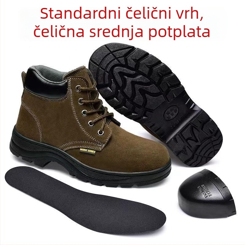 Muške visoke sigurnosne cipele za zavarivanje, ljeto, otporne na toplinu, s čeličnim vrhom i čeličnom pločom, zaštita od udara i probijanja, radna obuća za gradilište