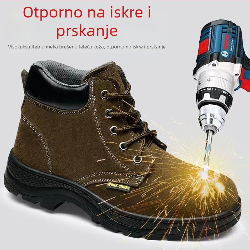 Muške visoke sigurnosne cipele za zavarivanje, ljeto, otporne na toplinu, s čeličnim vrhom i čeličnom pločom, zaštita od udara i probijanja, radna obuća za gradilište