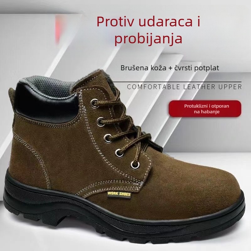 Muške visoke sigurnosne cipele za zavarivanje, ljeto, otporne na toplinu, s čeličnim vrhom i čeličnom pločom, zaštita od udara i probijanja, radna obuća za gradilište