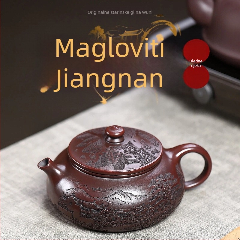 Yixing ljubičasta glina čajnik, izvorna mineralna drevna crna glina, velik kapacitet, magla Jiangnan, Kung Fu čajnik
