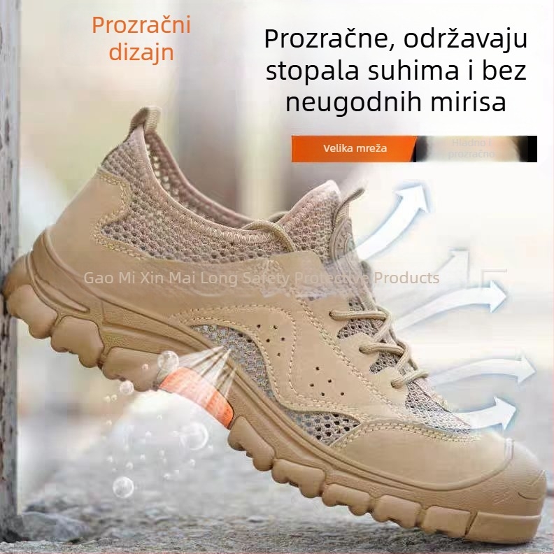 prozračne radne cipele s čeličnim prstom, zaštita od udara i probijanja, otporne na ulje i kiseline, lagane, otporne na habanje, mekana potplata, protiv mirisa