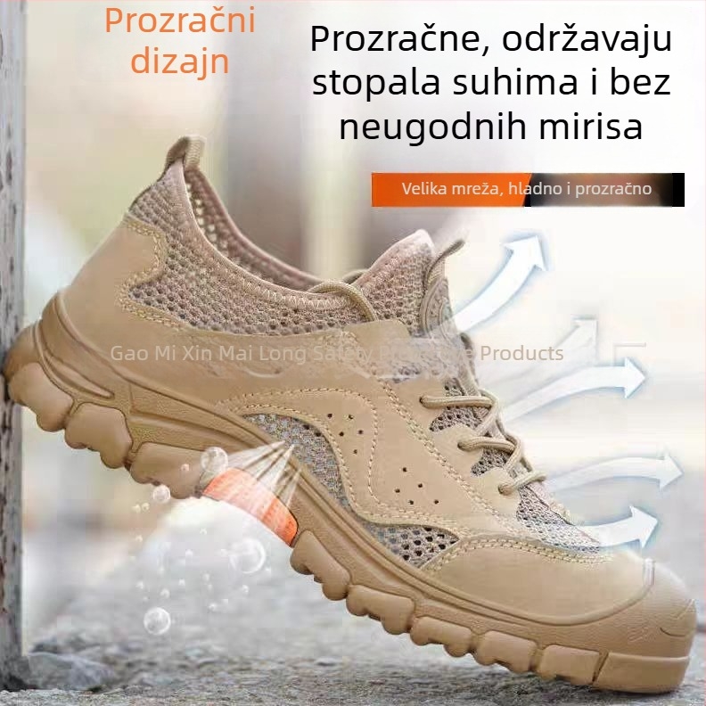 prozračne radne cipele s čeličnim prstom, zaštita od udara i probijanja, otporne na ulje i kiseline, lagane, otporne na habanje, mekana potplata, protiv mirisa