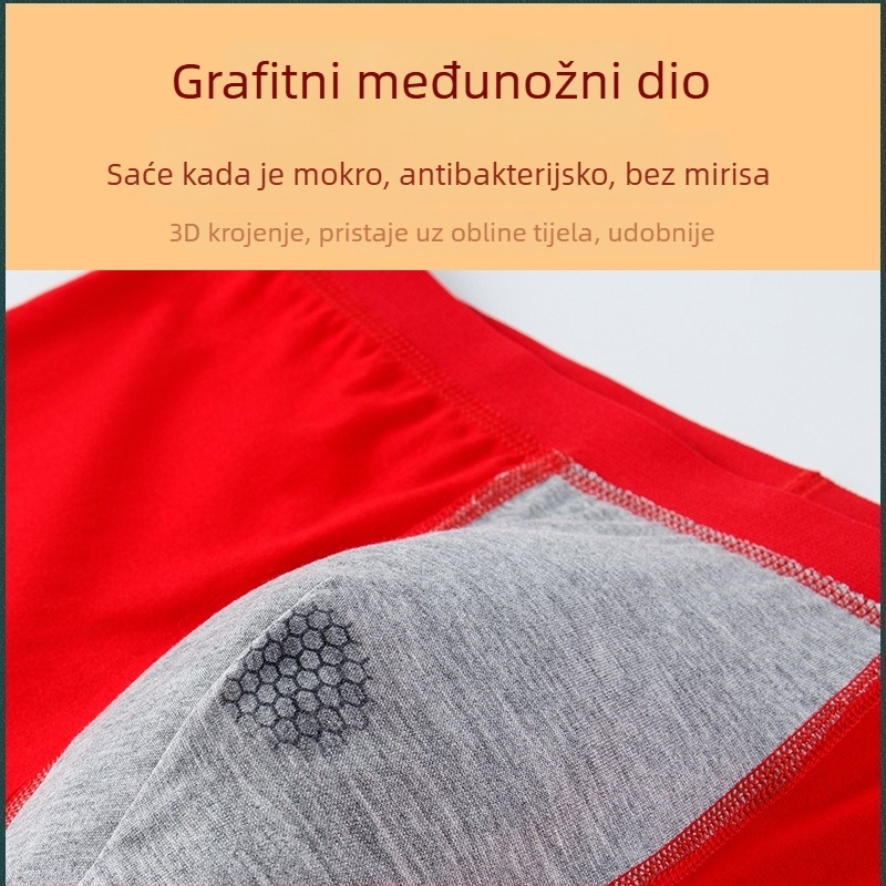 Crvene muške bokserice za godinu zmaja, 100% pamuk, lagan kroj, plus veličina, poklon kutija
