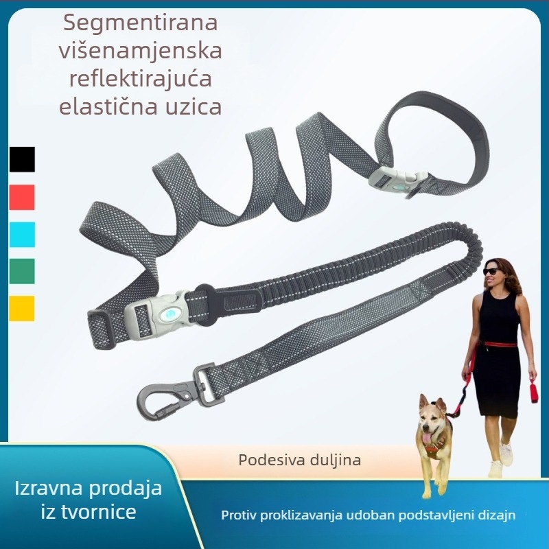Reflektirajući kaiš za psa s pojasa oko struka, za noćne šetnje na otvorenom