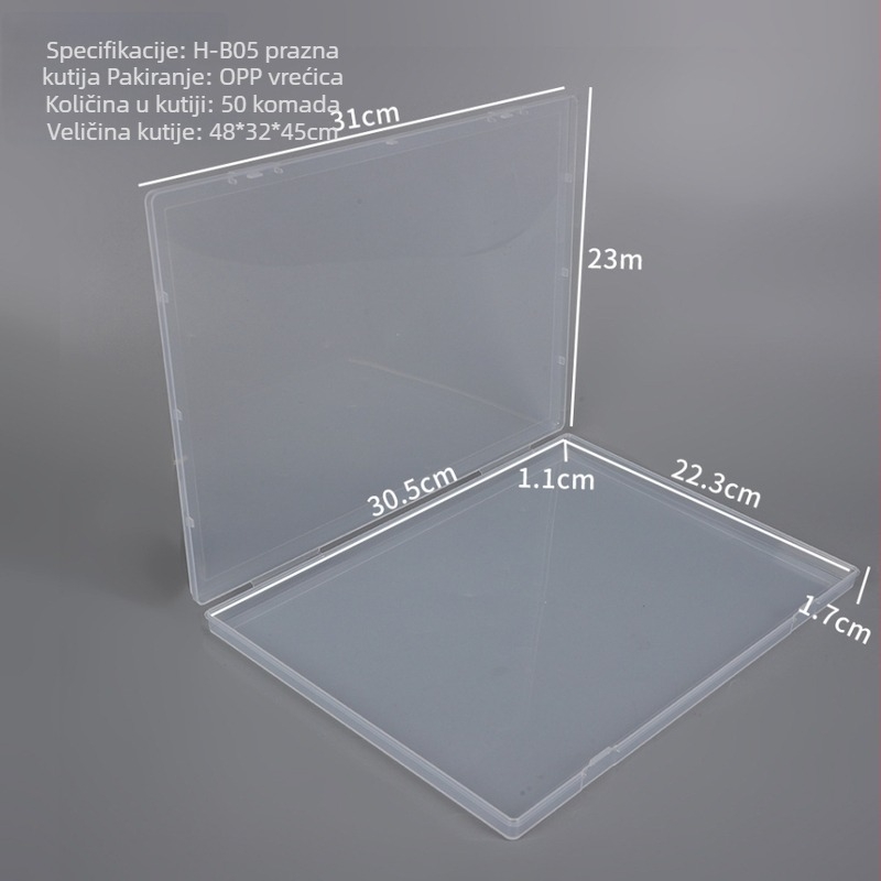1,7 cm visoka prozirna plastična pravokutna kutija za naljepnice, dokumente, uredski pribor, pakiranje i skladištenje