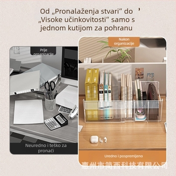 Stolna kutija za dokumente, organizator za papir A4, prozirni teleskopijski stalak za knjige, uredski skladišni regal