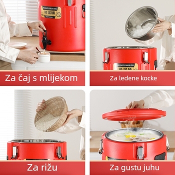 Nehrđajući čelični izolirani kanta za komercijalnu uporabu, velika zapremina, za sojino mlijeko, mliječni čaj, ledena prašina, čajnu vodu i juhu