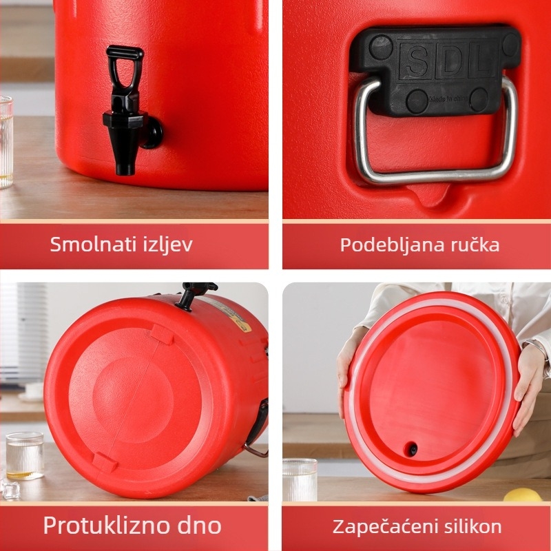Nehrđajući čelični izolirani kanta za komercijalnu uporabu, velika zapremina, za sojino mlijeko, mliječni čaj, ledena prašina, čajnu vodu i juhu