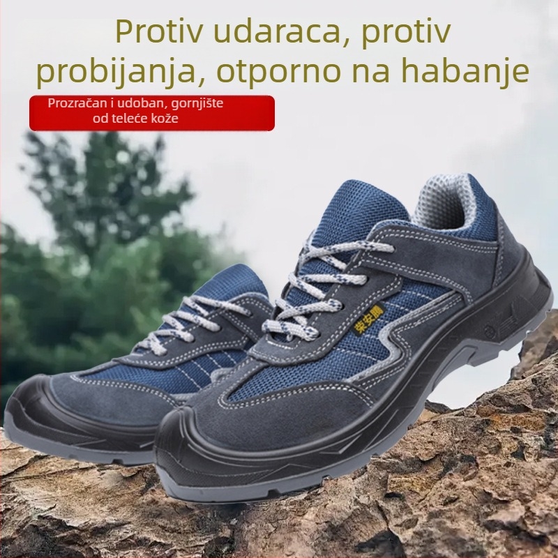 Muške zaštitne cipele s čeličnom kapom, otporne na udarce i perforaciju, protuklizne, prozračne i lagane za rad na gradilištu