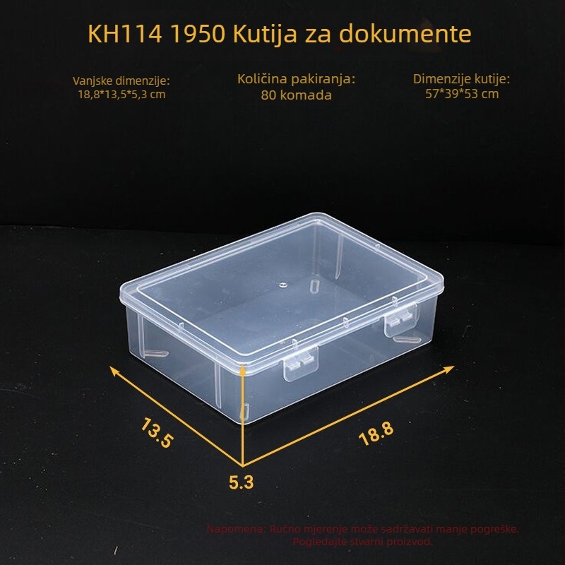 Prozirna plastična kutija za organizaciju: datoteke, dijelovi, nakit i uredske potrepštine
