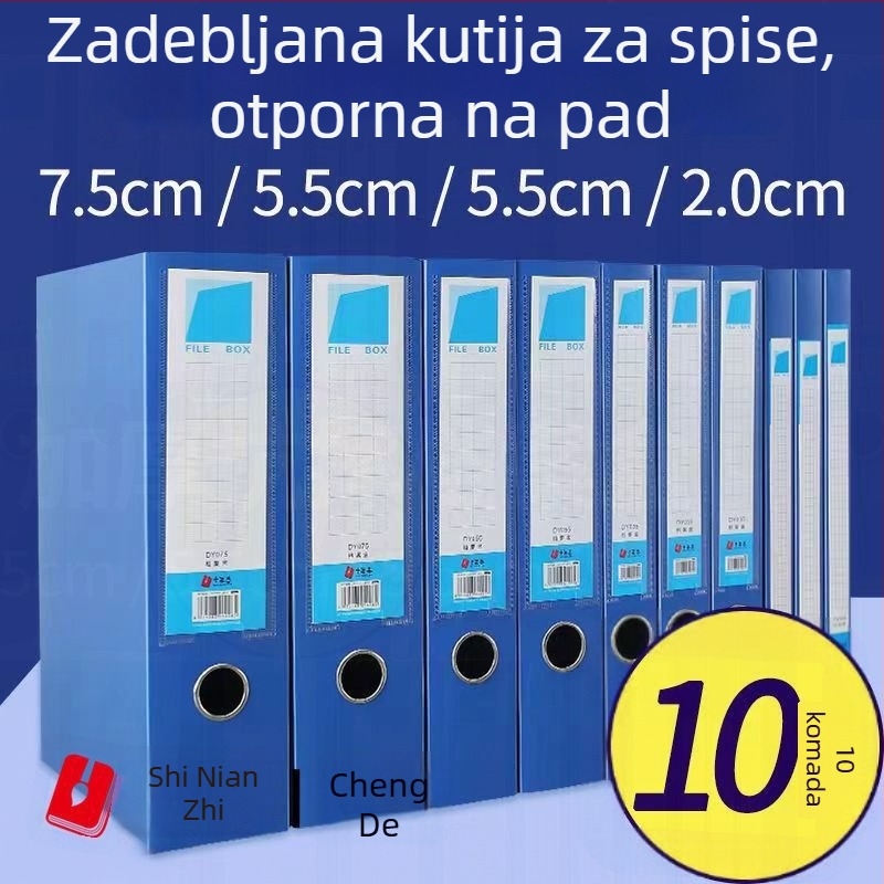 Debeli kutija za arhivu A4, paket od 10 komada, plava, PP materijal, skladištenje dokumenata
