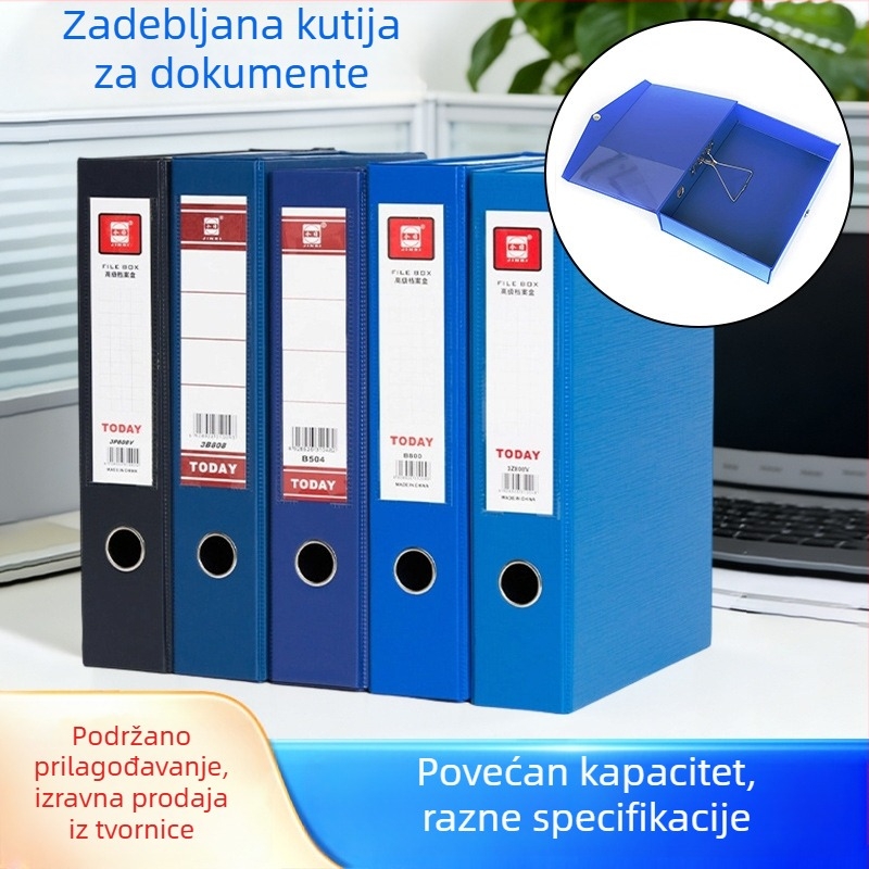PVC kutija za dokumente B803 s bočnim klipom, širina hrbta 68 mm, velik kapacitet za skladištenje dokumenata