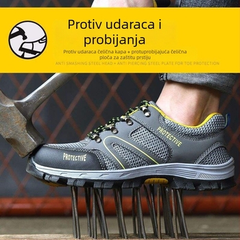 Muške cipele za sigurnost na gradilištu s čeličnom kapom, otporne na udarce i probijanje, prozračne, lagane