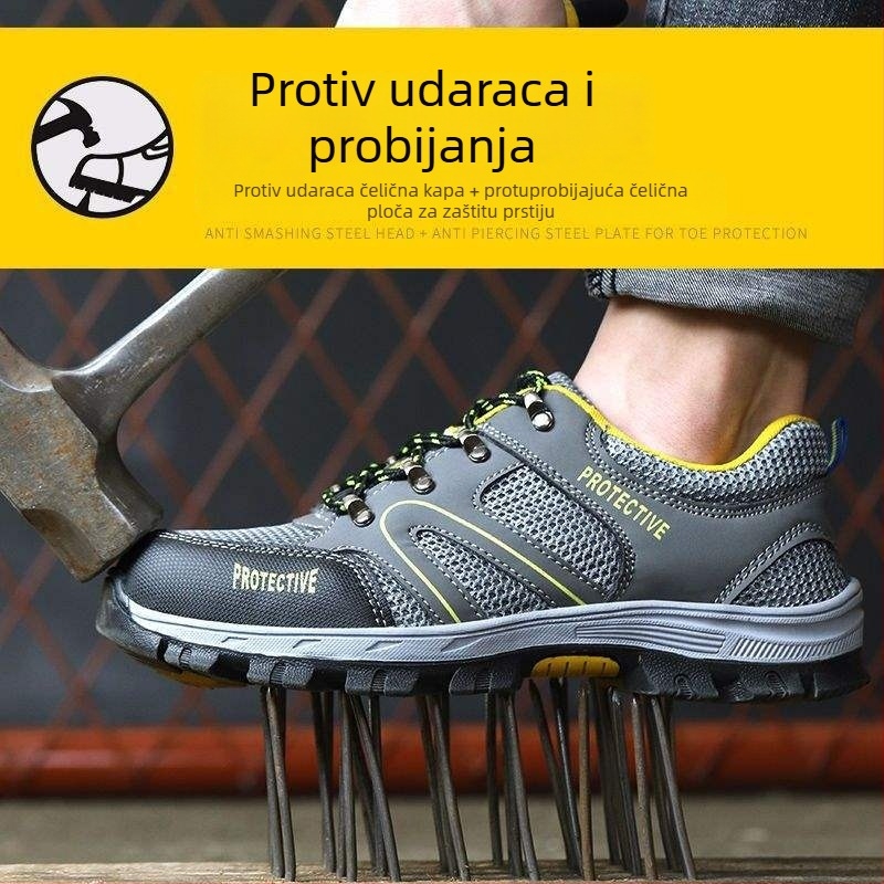 Muške cipele za sigurnost na gradilištu s čeličnom kapom, otporne na udarce i probijanje, prozračne, lagane